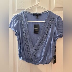 Forever 21 Blue Cropped Blouse